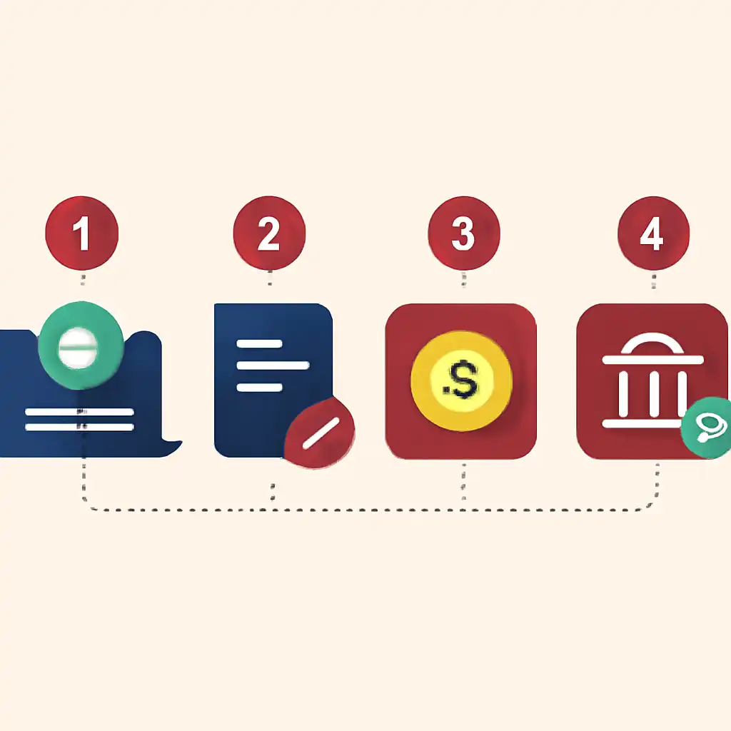 Annotated step diagram: payout timings process with numbered callouts, Junglee Rummy